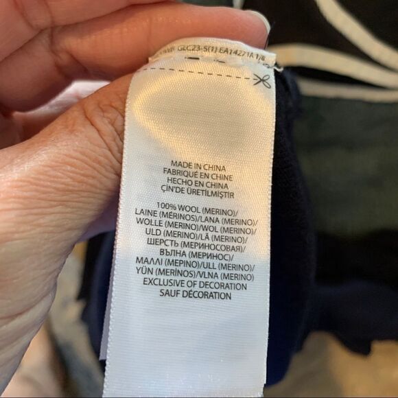 Polo Ralph Lauren Men's Merino wool navy blue pullover round neck sweater L - Picture 7 of 9